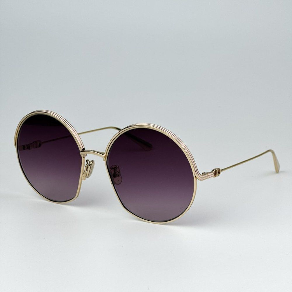 NEW Dior EVERDIOR R1U B0D1 Gold Gradient Bordeaux Unisex Metal Round Sunglasses